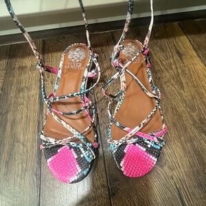 Vince Camuto Multicolor Snakeskin Strappy Ankle Wrap Sandals
